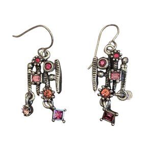 Patricia Locke Lantern Silver Tone Dangle Earrings Crystals 2012